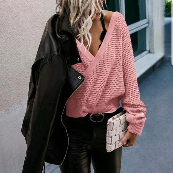 Cozy Up split neck Sweater - pink - Picture 2 of 4